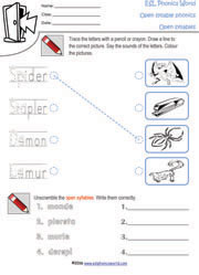 open-syllable-worksheet